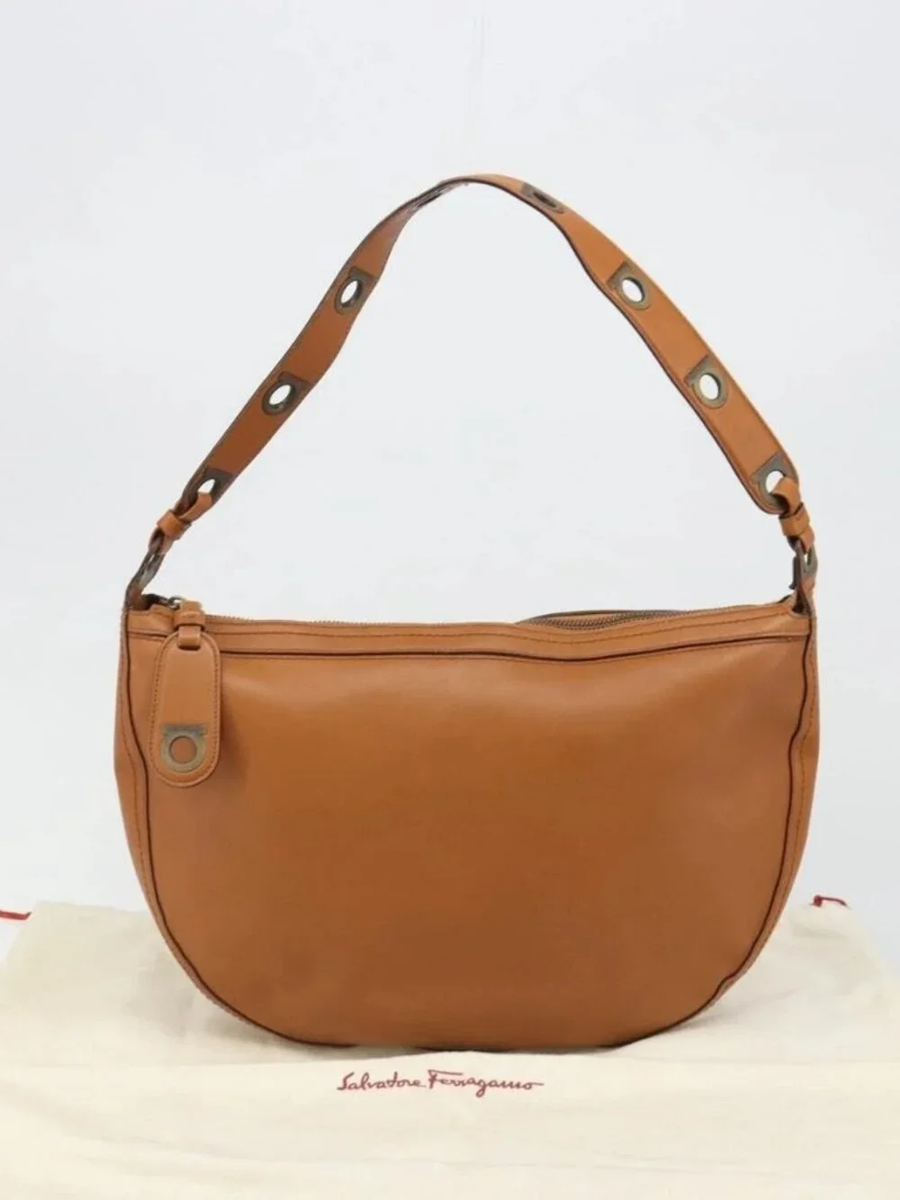 Salvatore Ferragamo Shoulder Bag Leather Brown Auth 186806A
